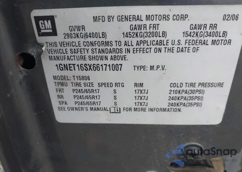 2006 Chevrolet Trailblazer Ext Ls from USA, damaged, VIN 1GNET16SX66171007